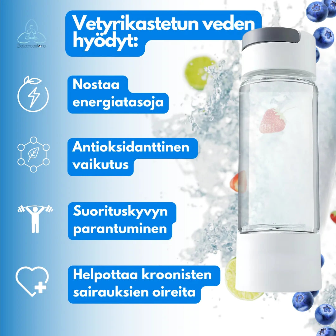 Vetyrikastetulla vedellä on paljon terveyttä edistäviä hyötyjä.